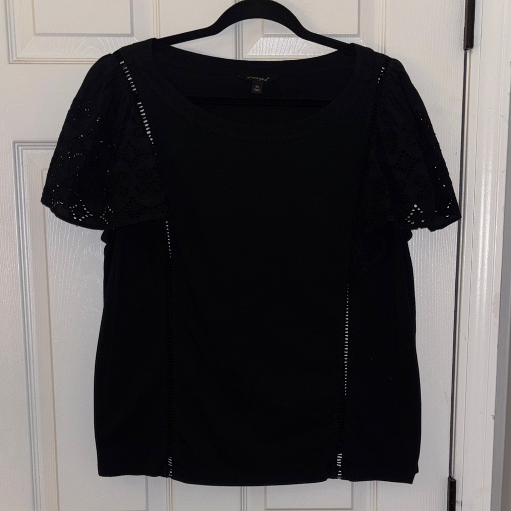 Banana Republic Black Flutter-Sleeve Women's Top XL